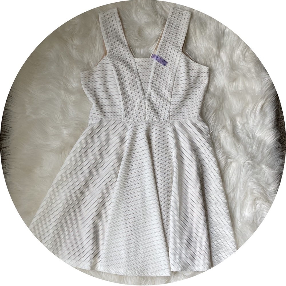 Textured white mini dress